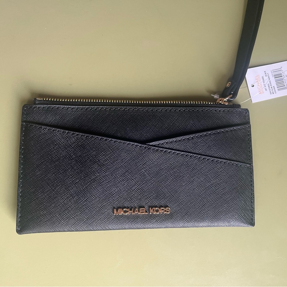Michael Kors Black Textured Wristlet